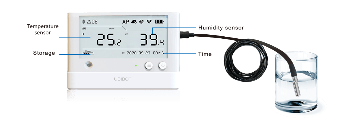 UbiBot WS1 Pro WiFi Thermomètre Hygromètre, Moniteur Intelligent de  Température et d'Humidité, Pas de Frais d'Abonnement, 7 * 24 Surveillance  et Alertes, Écran LCD 4,4, Fonctionne avec Alexa, IFTTT : : Jardin